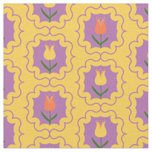 Tela Tulipanes de primavera en marcos - Patrón floral r