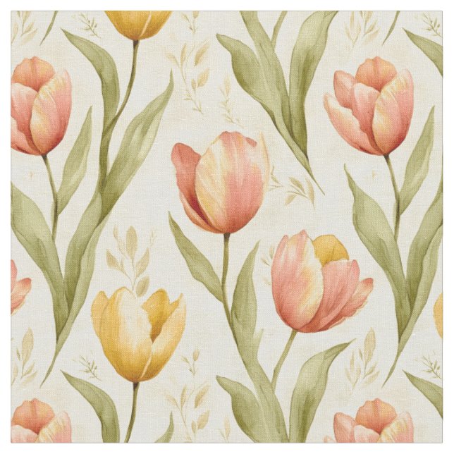 Tela Tulipanes en amarillo pálido (De cerca)