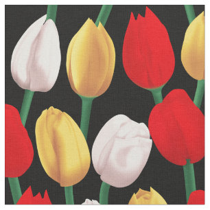 Tela Tulipanes en negro.