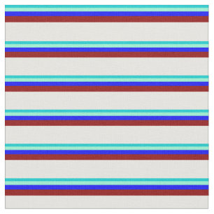 Tela Turquesa, Aquamarina, Azul, Rojo Oscuro Y Crema De