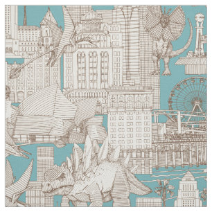 Tela Turquesa de chocolate Jurassic LA toile