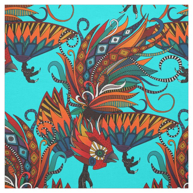 Tela turquesa de tinta de gallo (Retal)