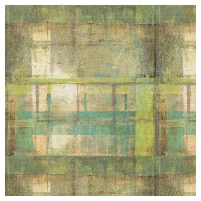 Tela Turquesa dorada y pintura abstracta verde (De cerca)