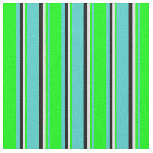Tela Turquesa, Lime, Lavender y franjas de color negro