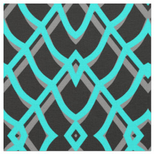 Tela Turquesa, negro y gris geométrico