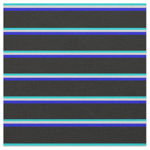 Tela Turquesa oscuro, gris claro, franjas azul y negro