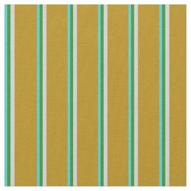 Tela Turquesa, verde forestal, gris y dorado oscuro (De cerca)