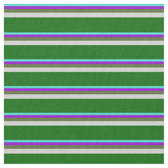 Tela Turquesa, violeta, verde oliva, gris y verde oscur (De cerca)