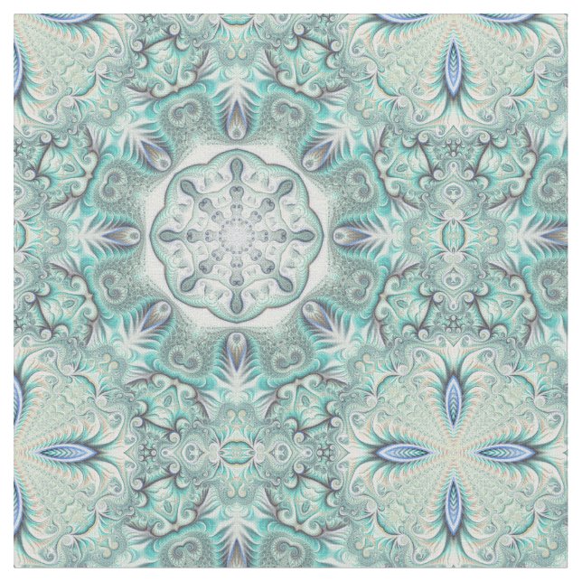 Tela Turquoise Coral Reef Mandala (De cerca)