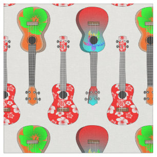 Tela Ukuleles hawaianos en Hibiscus floral