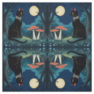 Tela Un gato negro familiar y toadstools Halloween 1