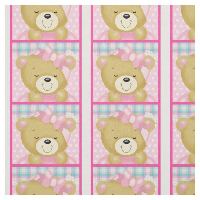 Tela Un oso dulce vestido de rosa (Retal)