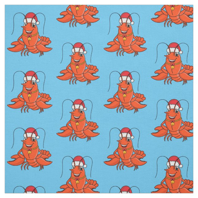 Tela Una alegre langosta con Navidades gorra personaliz (Retal)