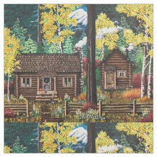 Tela Una pequeña cabaña en el entramado de bosques