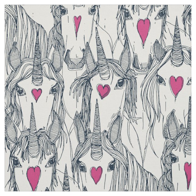 Tela unicornio amor perla rosa índigo (Retal)