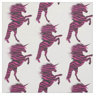 Tela Unicornio rosado y negro del estampado de zebra