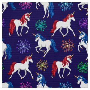 Tela Unicornios Rojos Blancos Patrióticos Estadounidens