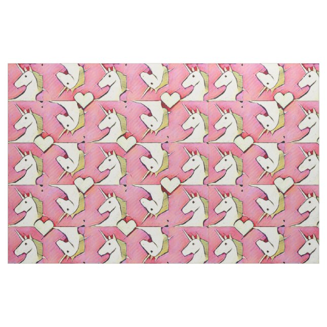 Tela Unicornios y corazones ("Cuarto gordo" (fat quarter))