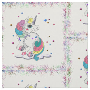 Tela Unicornios y purpurina del arco iris