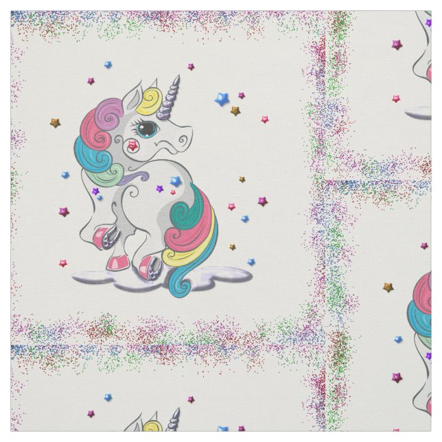 Tela Unicornios y Purpurinas del arcoiris (Retal)