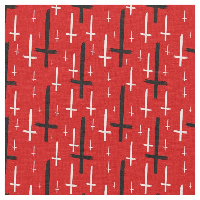 Tela  upside down inverted cross red black (De cerca)