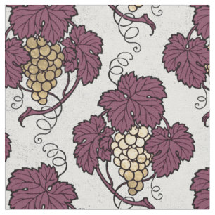 Tela Uvas de oro abstractas y hojas de blanco