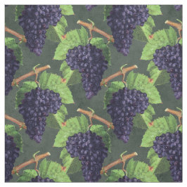 Tela Uvas negras vintas y viñas en verde
