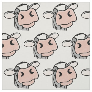 Tela vaca de dibujos animados negro blanco rosa beso gr