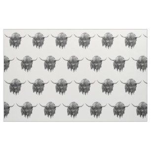 Tela Vaca escocesa de la montaña en blanco y negro