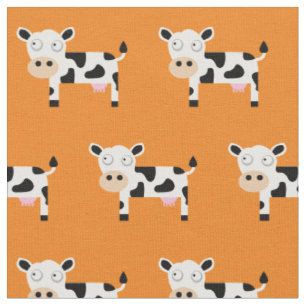 Tela Vaca Lechera Bebé Guardería Granja Naranja Adorabl
