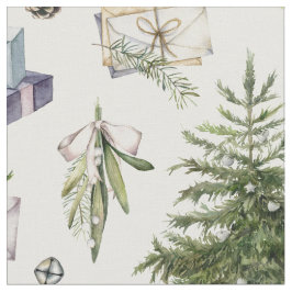 Tela Vacaciones de Navidades de invierno de acuarela