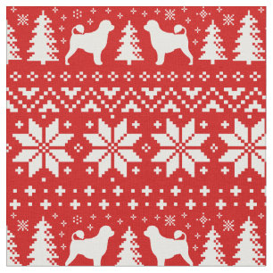 Tela Vacaciones de Navidades de siluetas de perro de ag