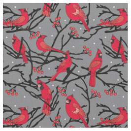 Tela Vacaciones del patrón de Navidades de las aves roj