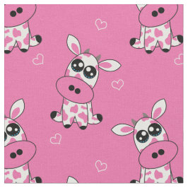 Tela 🍓 🐄 Vacas de fresa con corazones, rosa, tamaño p