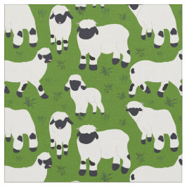 Tela Valais Ilustraciones de ovejas negras sobre verde