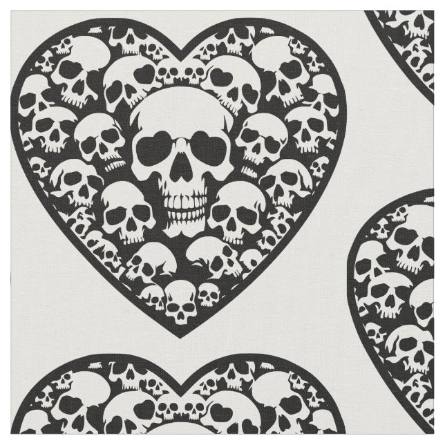 Tela valentinas góticas cráneo de corazón negro (De cerca)