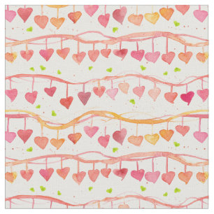 Tela Valentine Candy Hearts Love Naranja Watercolor