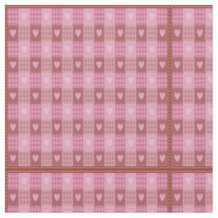 Tela Valentine Hearts Plaid