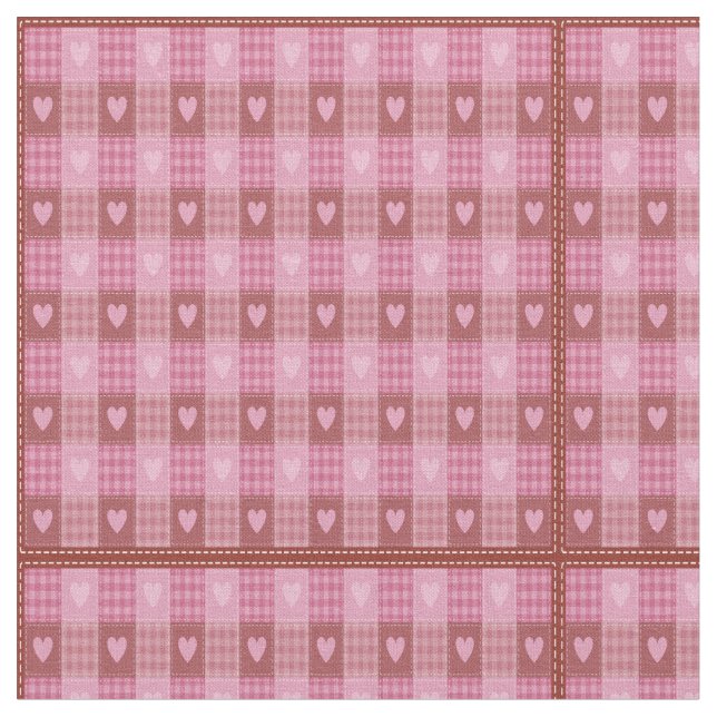 Tela Valentine Hearts Plaid (De cerca)