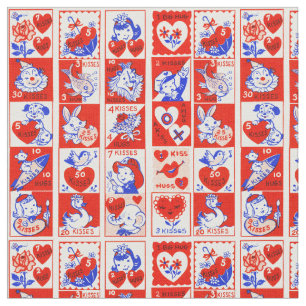 Tela Valentine Retro Love Hugs Cute Pattern