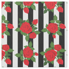 Tela valentine vertical stripes red roses romantic