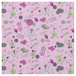 Tela valentines alien love ufo spaceship rosado