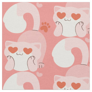 Tela valentines cat corazón lindo caprichoso adorable