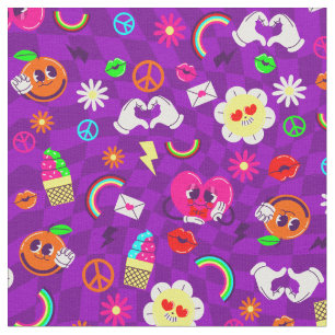 Tela valentines de los años 1960 signo de paz groovy ar