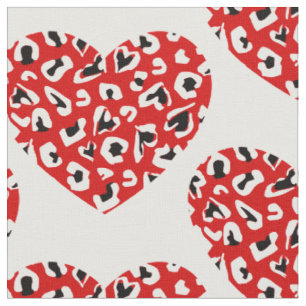 Tela valentines leopardo animal impresión corazón rojo