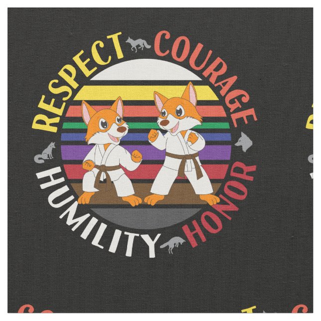 Tela Valores de Karate - Silhouettes de Fox de corte li (De cerca)