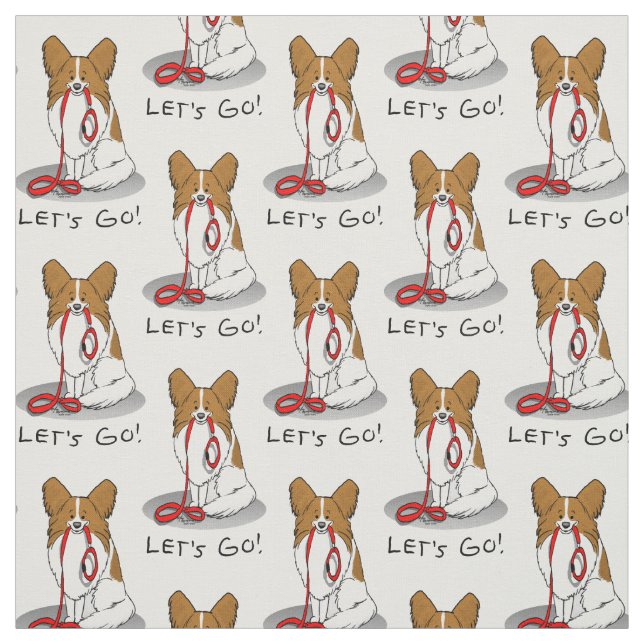 Tela ¡Vamos! (paseo) Papillon (blanco y rojo) Perro Cut (Retal)