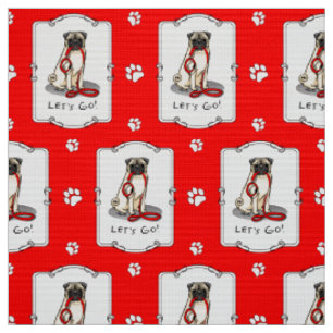 Tela ¡Vamos! (paseo) Perro Pug (flor claro) Cute de cor