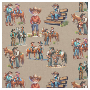 Tela Vaquero del abuelo occidental con niños y caballos
