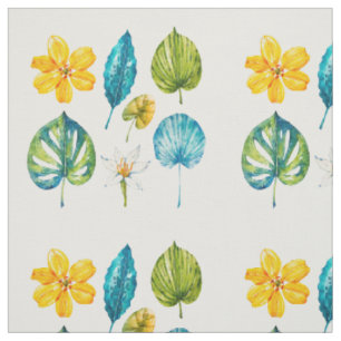 Tela Varias hojas de flores tropicales